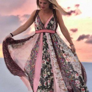 Zara Studio Shimmery Patchwork Maxi Dress